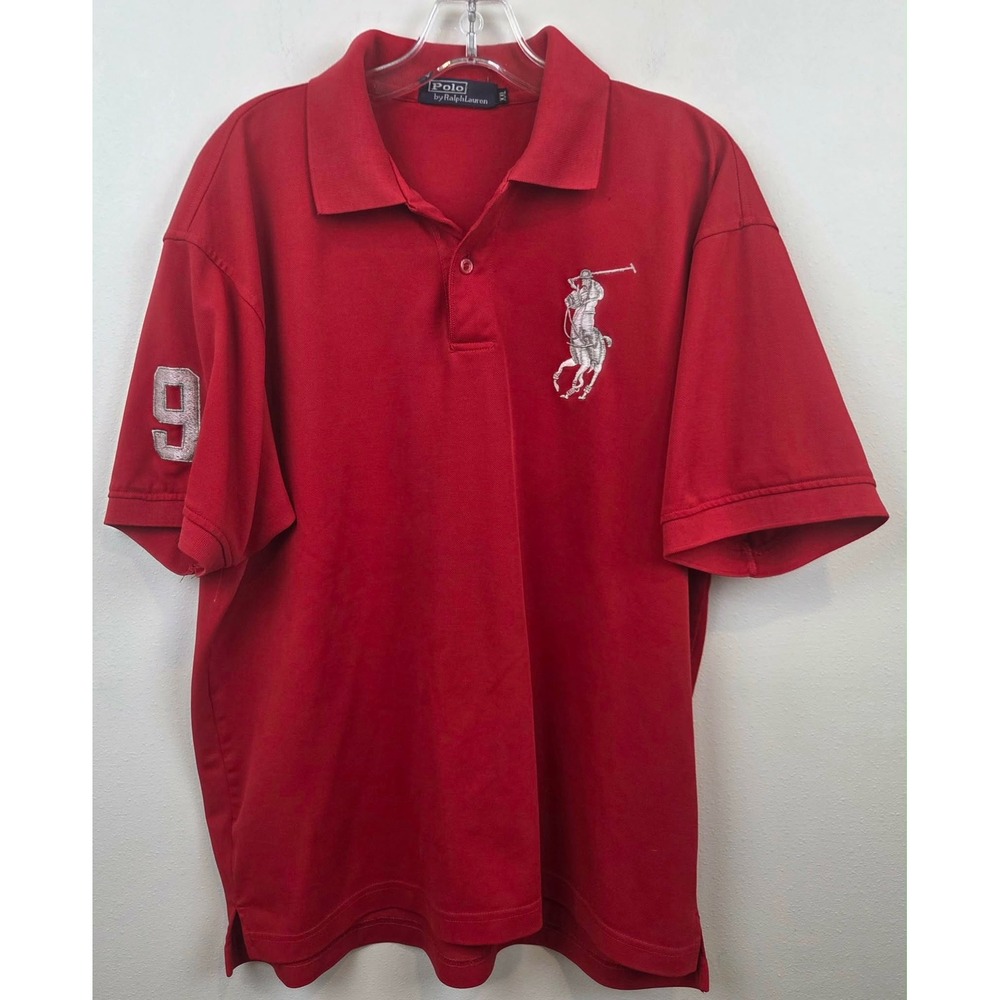Polo‎ Ralph Lauren Mens XXL Red Big Pony Embroidered Short Sleeve Polo Shirt 9